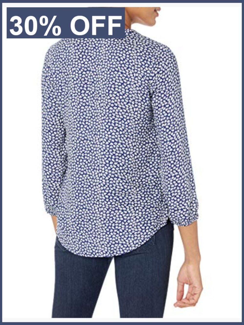 3/4 Sleeve Button Popover Blouse, V-Neck Loose Fit Top - Picture 2 of 6